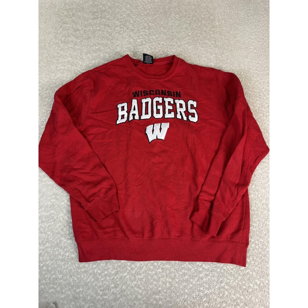 Wisconsin Badgers Sweatshirt Mens Large Red NCAA Colosseum‎ Crewneck Fleece